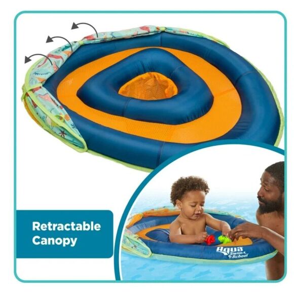 Aqua Swim School Grow-with-Me Baby Pool Float Boat for Infants | UPF 50 Canopy - Picture 4 of 8